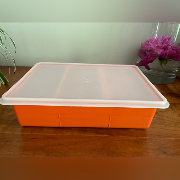 Vintage Tupperware Tuppercraft XL Box Organizer 1421-7  Orange EUC - Picture 1 of 7